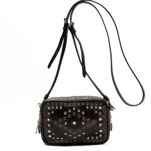 Prada crossbody shoulder bag leather metal brown black silver